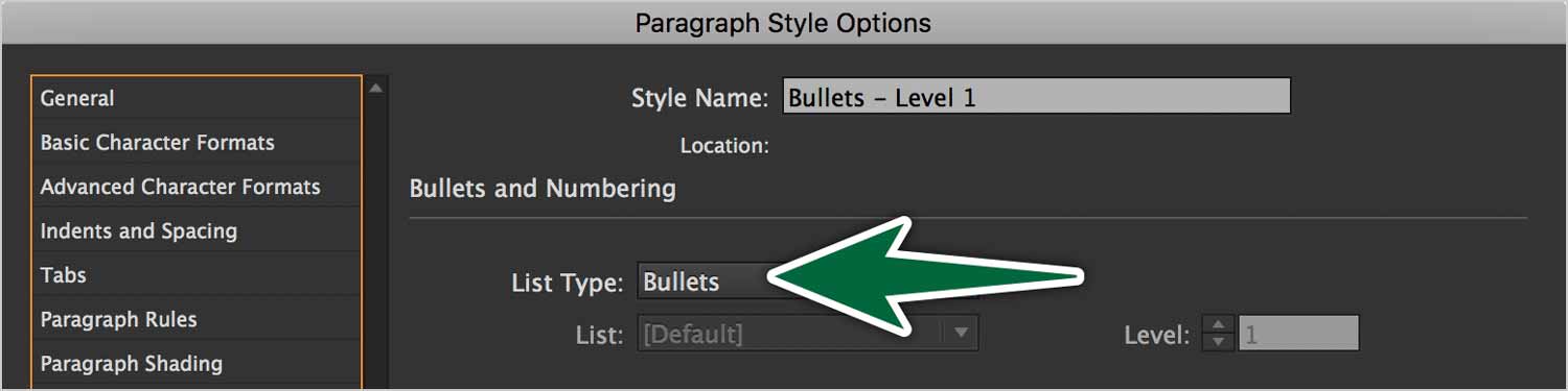 Change bullet style indesign