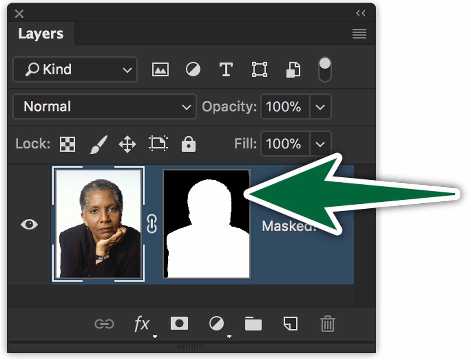 in Photoshop the Layers panel where is the settings icon