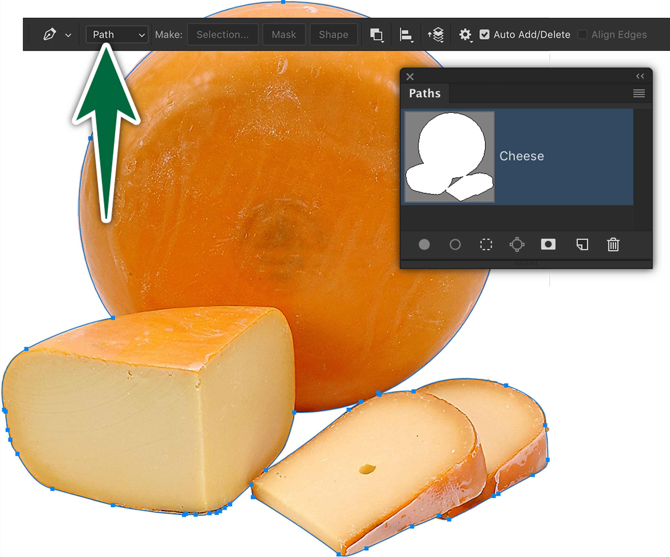 selecting-clipping-path-cheese